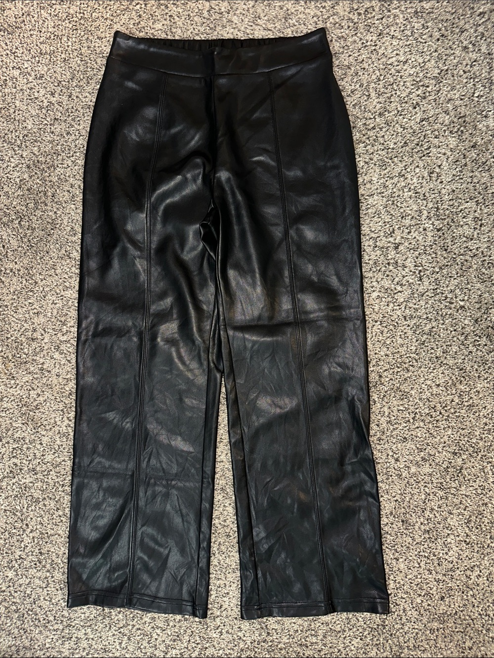 Bagatelle Black Faux Leather-Cropped Trousers